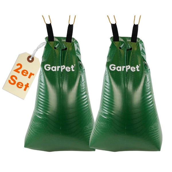 Zwei grüne Garpet Laubsäcke im Set mit Trageschlaufen