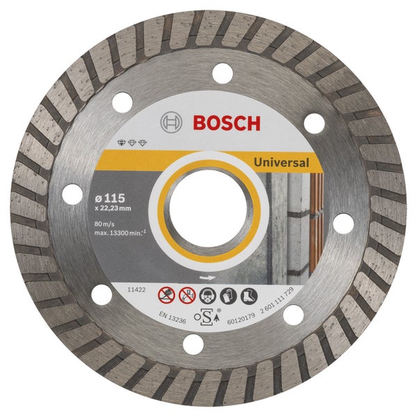 Bosch 10x Diamanttrennscheibe Standard for Universal Turbo, 115x22,23x2x10 mm - 2608603249