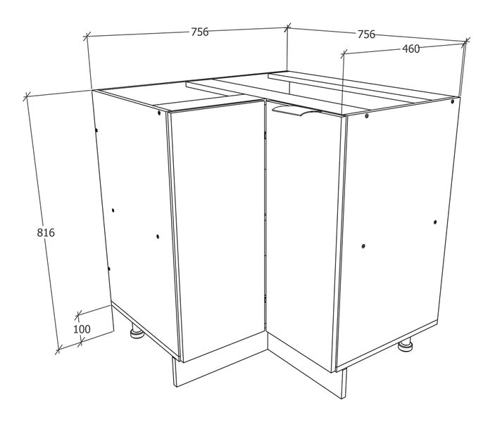 Eckschrank Küchenschrank Unterschrank Küche Fasola