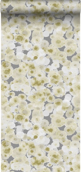 Sanders und Sanders Tapete Aquarellblasen Khakigrün und Grau - 53 cm x 10 m - 640018