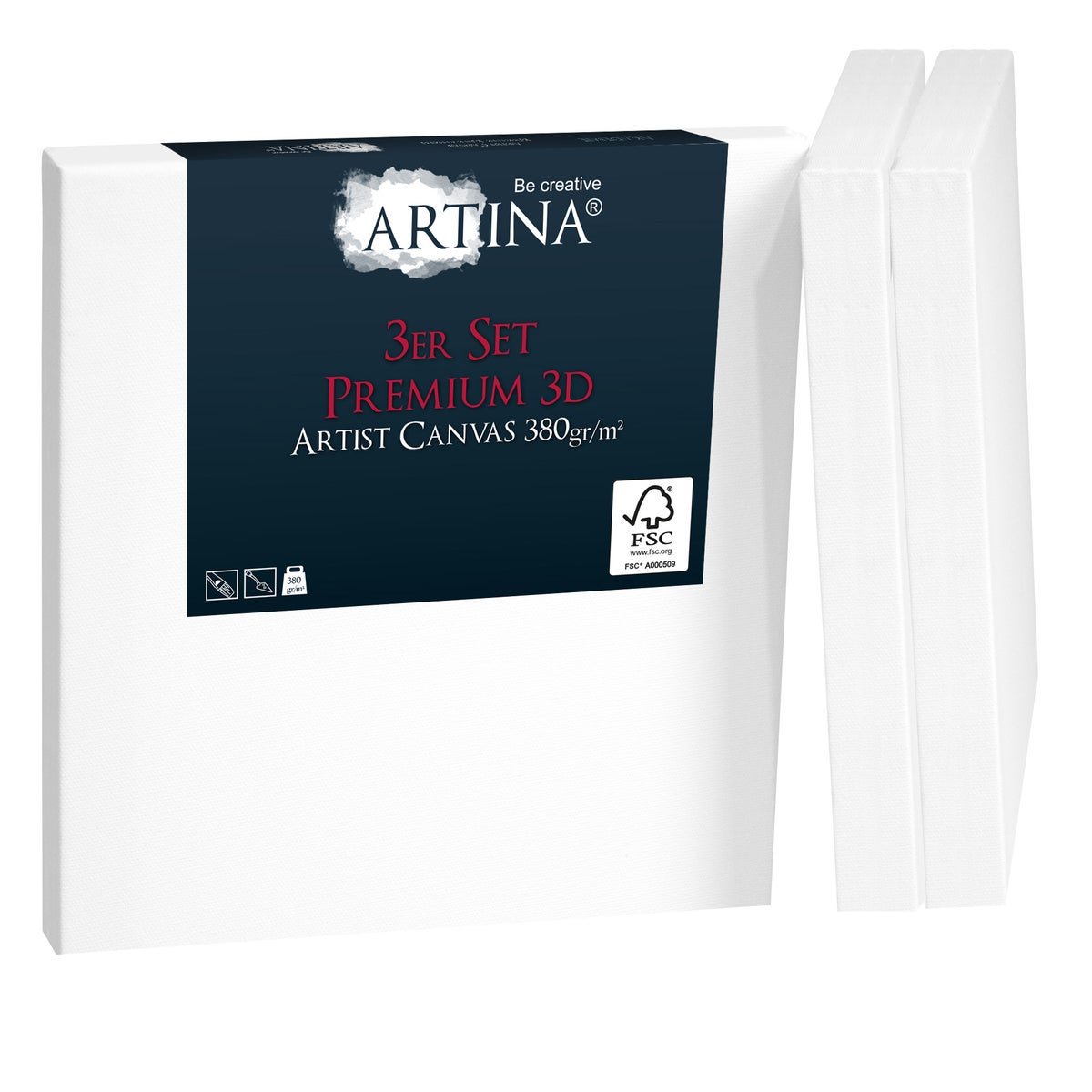 Artina Premium 3D Keilrahmen 20x20cm FSC (3tlg)
