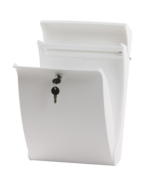 PROREGAL Funktionaler Design- Wandbriefkasten Aus Kunststoff 18,7 Liter HxBxT 42 x 13 x 27 Einwurfsöffnung 26,1 x 3,9 cm Weiß