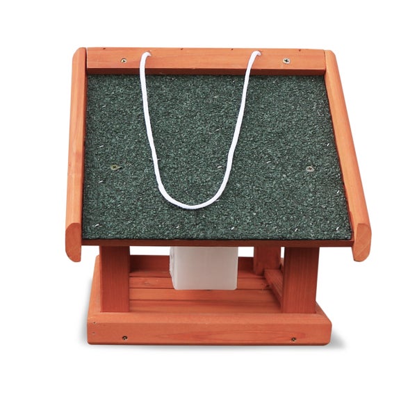 Vogelhaus aus Holz mit Dach und Aufhängeschnur