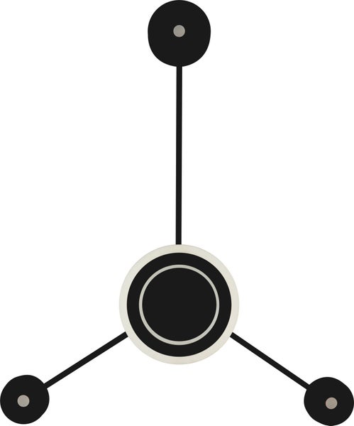 Moderne, schwarze, dreiflammige Deckenleuchte in minimalistischem Design mit runden Leuchtelementen.