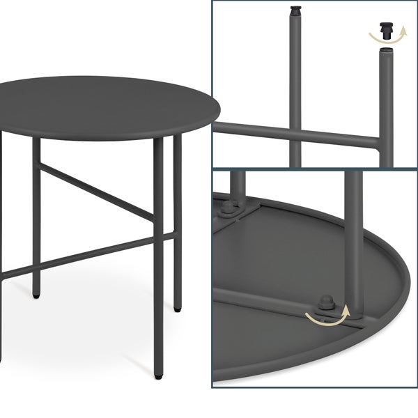 Beautissu Finn Beistelltisch Ø 44x46cm Schwarz Metall