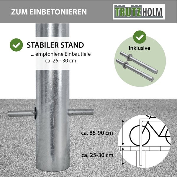 Fahrradanlehnbügel 115 x 53 cm Stahl feuerverzinkt Ø 60 mm Einbetonieren Fahrradständer Parker       Typ O