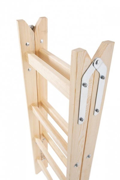 PROREGAL Wood Double Giraffe Holz-Sprossen-Stehleiter mit Sicherheitskette 2 x 5 Sprossen 163 cm Hoch Trittleiter Bockleiter Sprossen-Doppellleiter