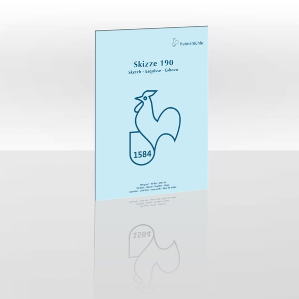 Hahnemühle Skizzenblock Skizze 190, 50 Blatt, DIN A2, 190 Gramm pro Quadratmeter, säurefrei, Hahnemühle Logo.