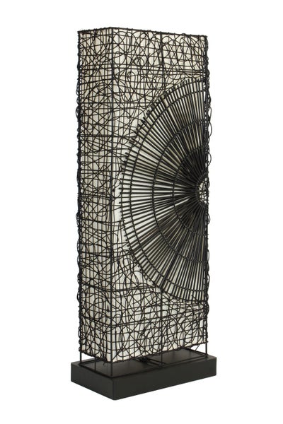 FRANK FLECHTWAREN | Stehlampe Sonne, HOLZ, METALL, ca. 42 x 24 x 110 cm, Zuleitung 190 cm inkl. An-/Aus-Schalter, geeignet für 2 Leuchtmittel der Energ