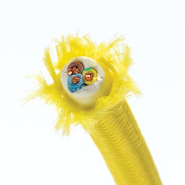 Textilkabel Gelb, 3-adrig, (3x 0,75 mm²) - Stoffkabel mit Erdleiter, Meterware