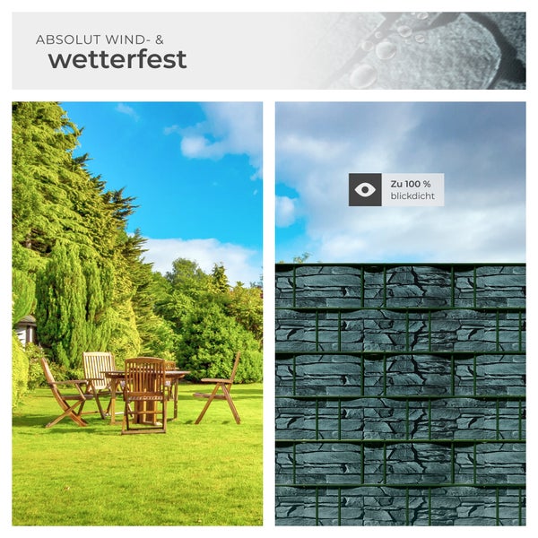 Wind- und wetterfeste Sichtschutzwand mit 100 Prozent Blickdichte