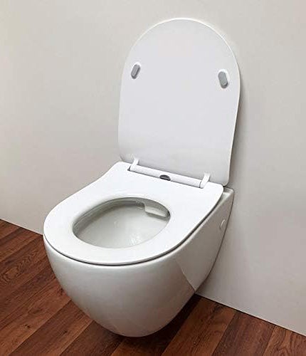 Design Wand-WC ADOB Tiefspüler ohne Spülrand wassersparend inkl. Schallschutzmatte inkl. WC-Sitz mit Absenkautomatik