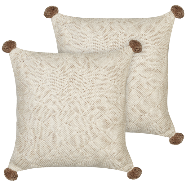 Dekokissen 2er Set OBERONIA Baumwolle 45 x 45 cm Beige Ohne Muster