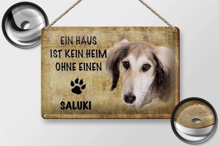 Blechschild Spruch 30x20cm Saluki Hund ohne kein Heim