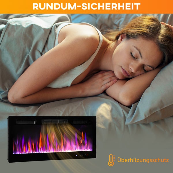Abmessungen eines Elektrokamins mit simuliertem Flammeneffekt und Installationshinweisen