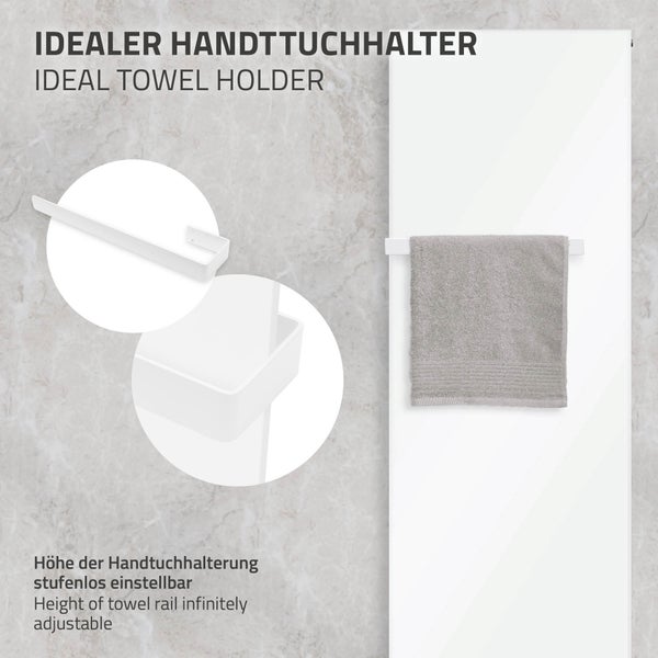 LuxeBath Badheizkörper 1800x604 mm Weiß + 1x Handtuchhalter, Flach Einlagig Design Heizkörper Mittelanschluss Vertikal Planheizkörper Vertikalheizkörper Paneelheizkörper Flachheizkörper Heizwand