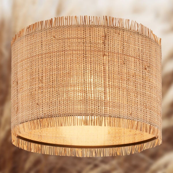 Briloner Borra Deckenlampe, Strohschirm, Boho-Stil, E27 Fassung, Natur, Ø40 x 28 cm