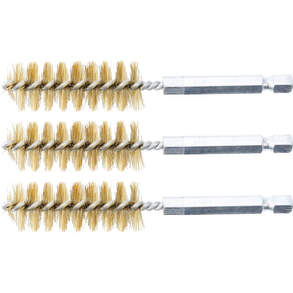 BGS Messingbürste 17 mm Antrieb Außensechskant 6,3 mm (1/4) 3tlg. - 3078-17-M