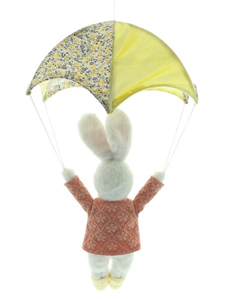 FRANK FLECHTWAREN|Fallschirmspringer Hase Andy, 39 x 39 x 65 cm, POLYESTER, KUNSTSTOFF, METALL, ORGANZA