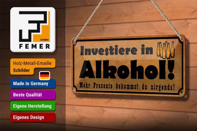 Blechschild Spruch 27x10cm Investiere in Dekoration