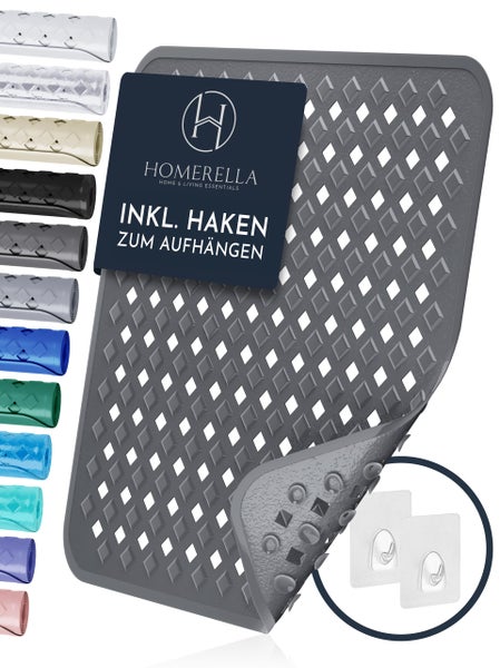 Homerella® Duschmatte rutschfest - 100% BPA frei - Inkl. 2 Haken zum Aufhängen 53x53cm - Antirutschmatte Dusche hautsensitiv & schimmelresistent - Duscheinlage maschinenwaschbar