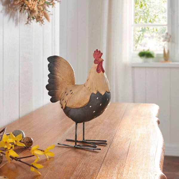 FRANK FLECHTWAREN|Hahn Francois, 15 x 8 x 22 cm, POLYRESIN, METALL