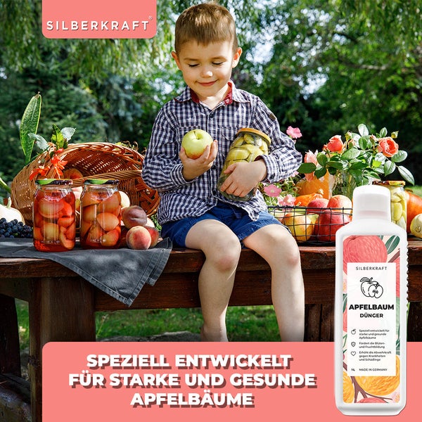 SILBERKRAFT Apfelbaum Dünger – Für starke Apfelbäume – NPK Flüssigdünger – 1 Liter