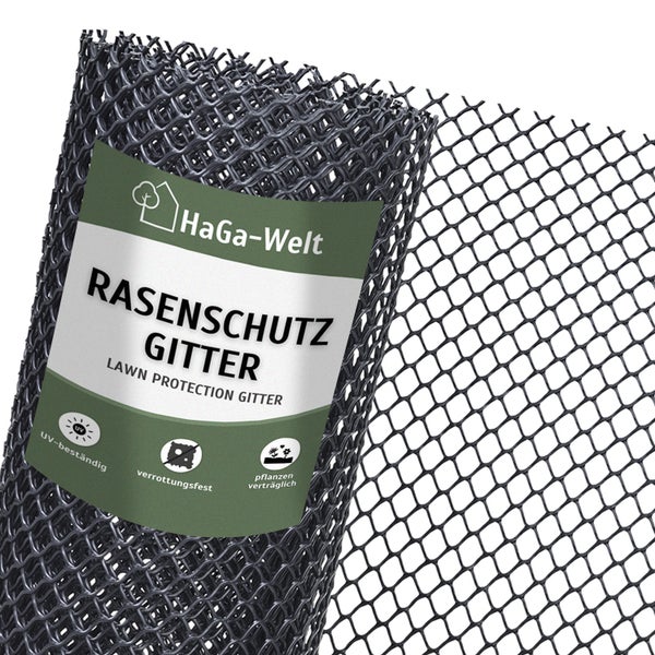 Premium Rasenschutzgitter - 2m Br. (Meterware) - Masche 20mm Schutzgitter schwarz