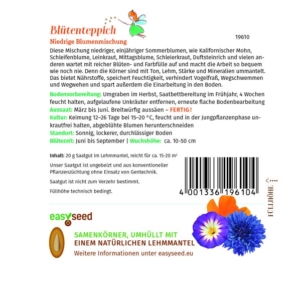 Blütenteppich Blumenmischung niedrige Blumenmischung Samen von Grüne Fee