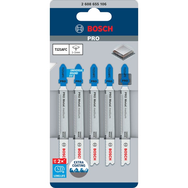 Bosch Stichsägeblätter T121AFC, geeignet für Metall, im 5er-Pack