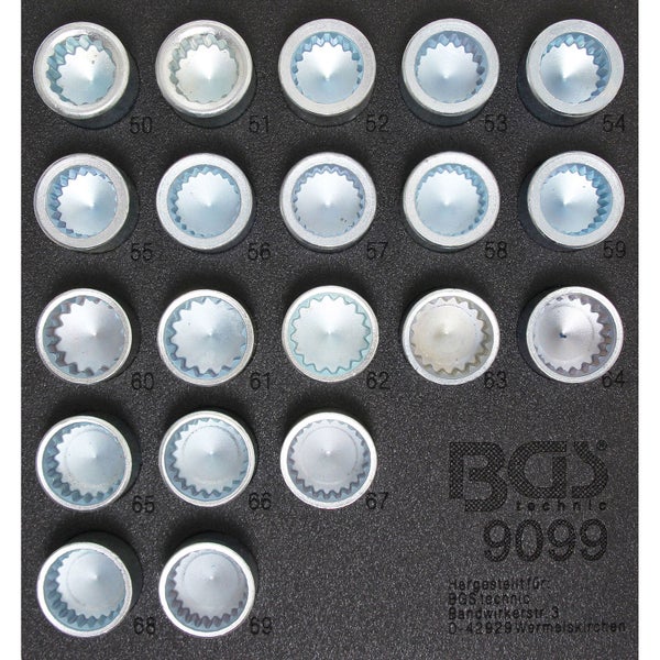 BGS Werkstattwageneinlage 1/6: Felgenschloss-Werkzeugsatz für Porsche und VW Touareg 20tlg. - 9099