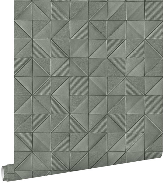 ESTAhome Tapete 3D-Muster Graugrün - 50 x 900 cm - 139328