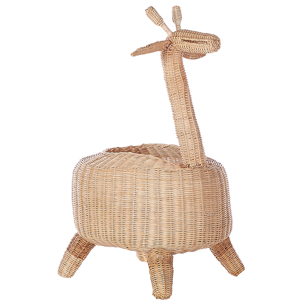 Geflochtene Giraffe aus Rattan als Dekofigur oder Aufbewahrungskorb