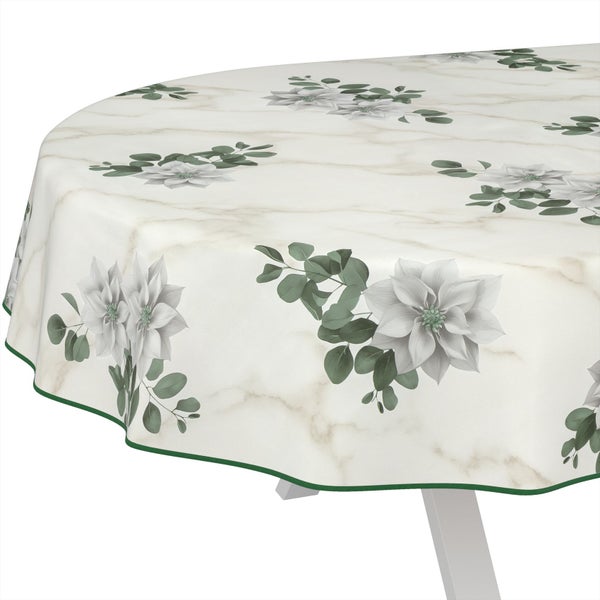 Tischdecke mit Blumenmuster und Marmoroptik
