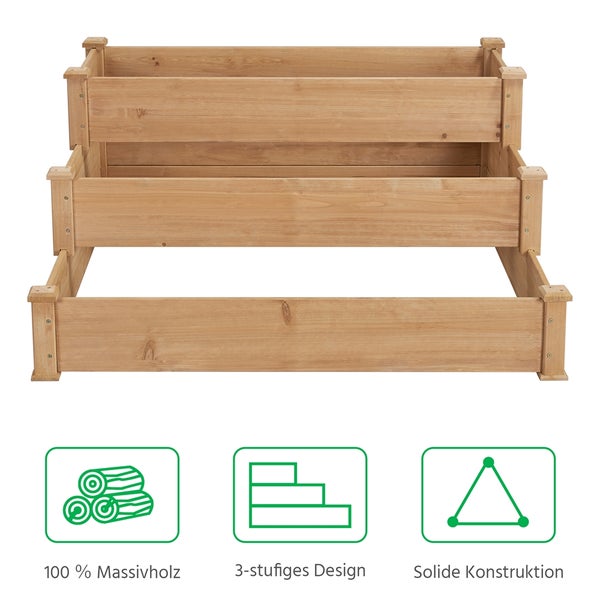 Hochbeet aus Holz mit drei Ebenen