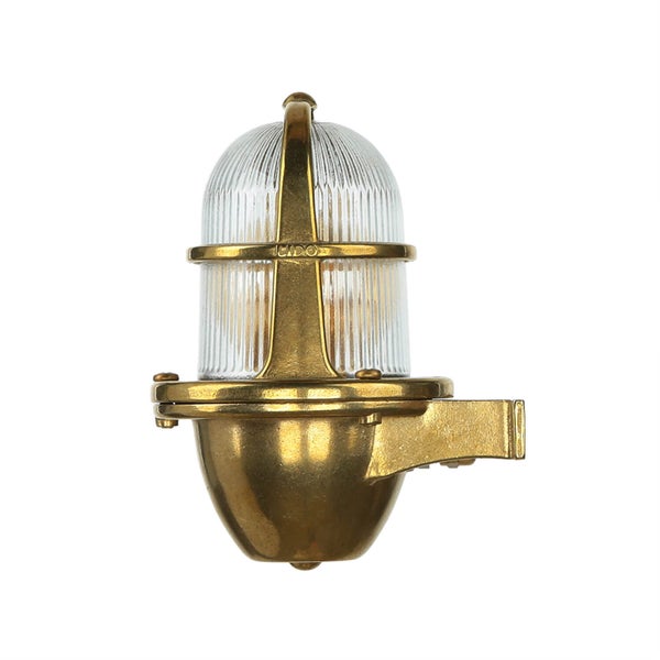 Wandleuchte aus Messing mit Glasabdeckung