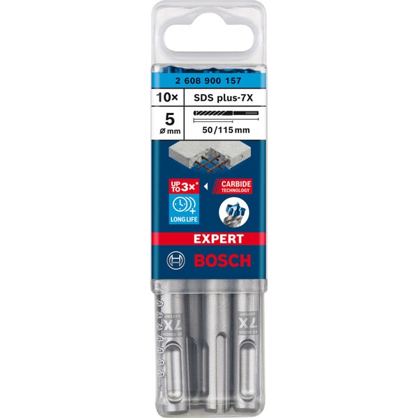 Bosch 10x Expert SDS plus-7X Hammerbohrer 5 x 50 x 115 mm - 2608900157