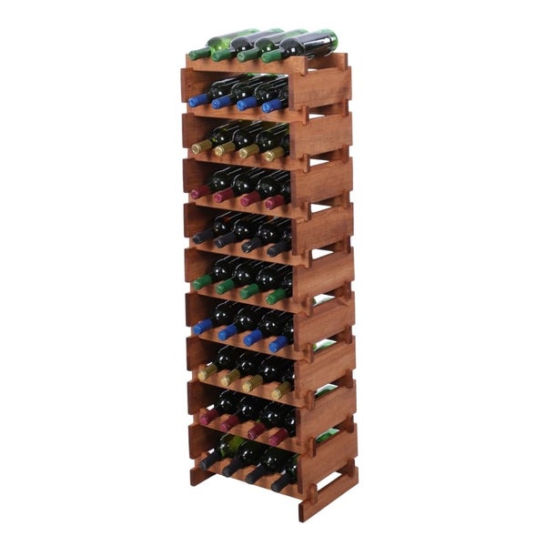 Weinregal VINOTECA FLEX PRO HxBxT 135x46x28cm 40 Flaschen auf 10 Ebenen Massives Kiefernholz Braun geölt