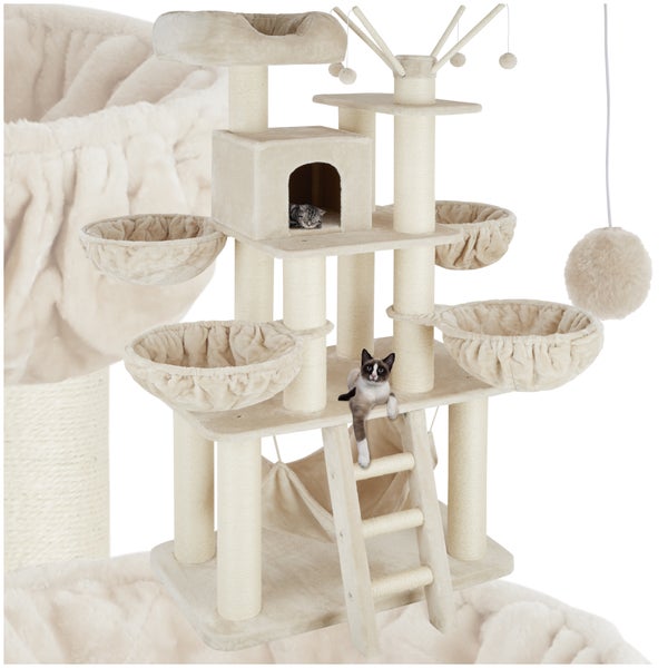 Kratzbaum tectake Gismo 195 cm inklusive Treppe, 4 Spielbällen und Kippschutz