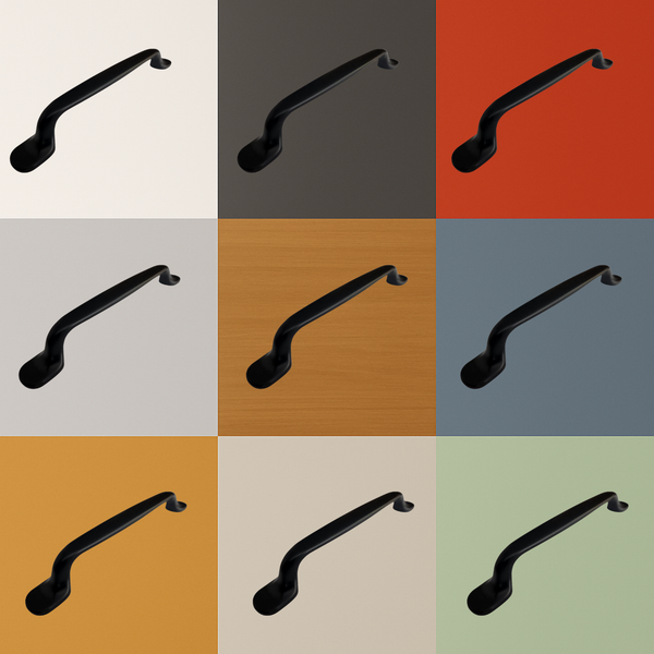 Schrankgriff aus Metall in verschiedenen Ansichten