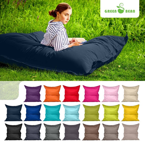 Green Bean Sitzsack 120x160cm 270 Liter Kinder & Erwachsene Bean Bag EPS Perlen Füllung Riesensitzsack Groß Draußen Outdoor Liegekissen Waschbar Wetterfest Lounge Sitzkissen Bodenkissen Dunkelblau