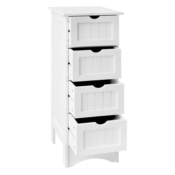 ML-Design Badezimmerschrank Weiß, 30x81x30cm, Schmaler Badschrank mit 4 Schubladen, viel Stauraum, freistehend, Landhausstil, Badkommode aus MDF-Holz, Badezimmer Kommode, Aufbewahrungsschrank Badmöbel