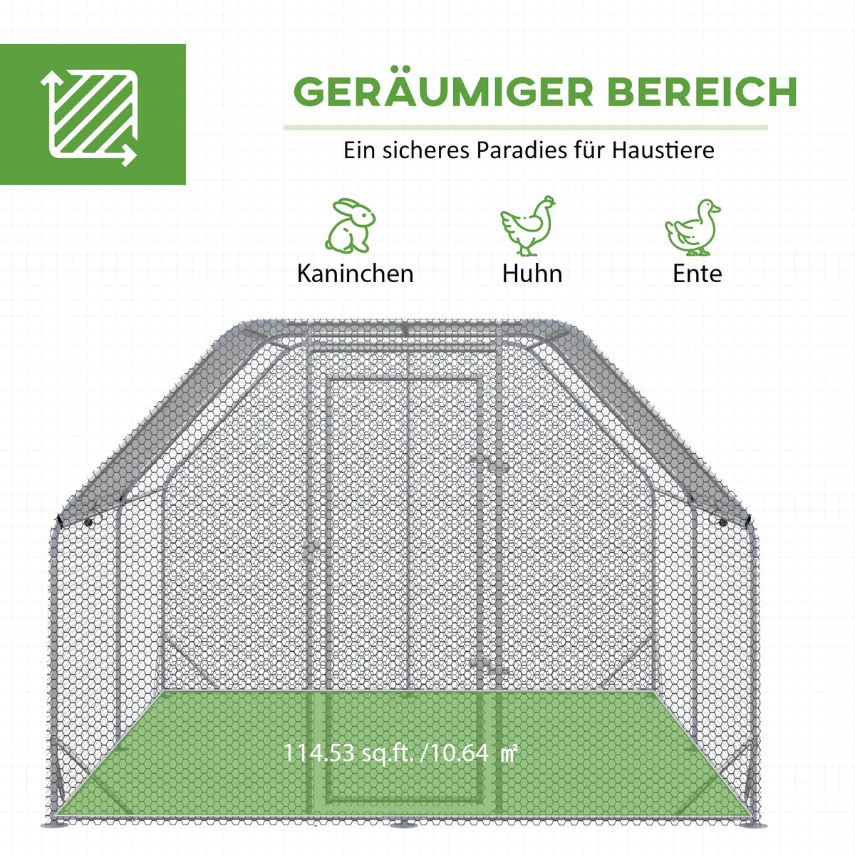 PawHut Hühnerstall Freilaufgehege aus Stahl, 300 x 600 x PawHut Hühnerstall Freilaufgehege aus Stahl, 300 x 600 x