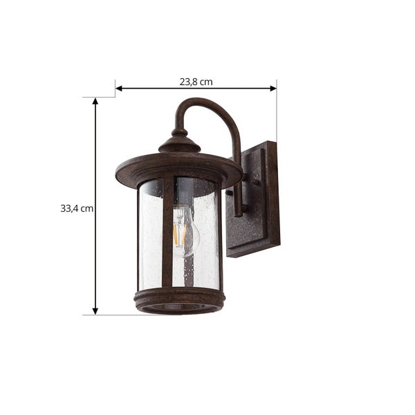Lindby Wandleuchte außen (Laterne) Zayn (Retro, Vintage Antik) in Braun aus Aluminium (1 flammig E27) - Außenwandleuchten Wandlampe Led Außenlampe Outdoor für Außenwand/Hauswand Haus