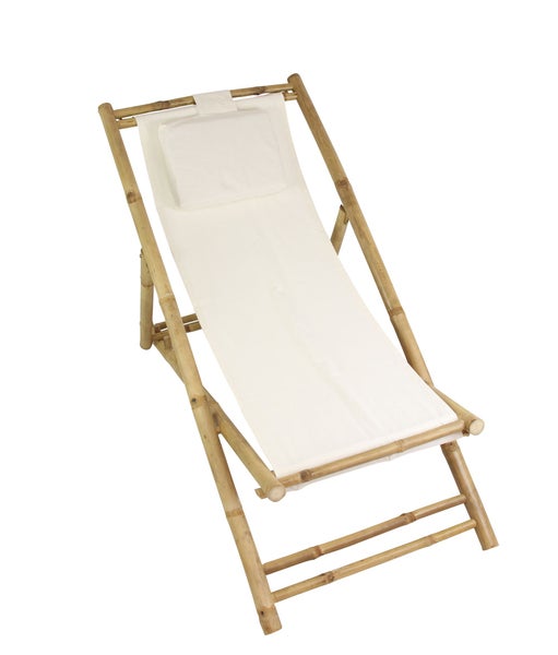 FRANK FLECHTWAREN | Liegestuhl Tropical, BAMBUS, BAUMWOLLE, POLYESTER, voll ausgeklappt 119 x 58 x 64 cm, zusammengeklappt 135 x 58 cm, nur für den Innenbereich geeignet,