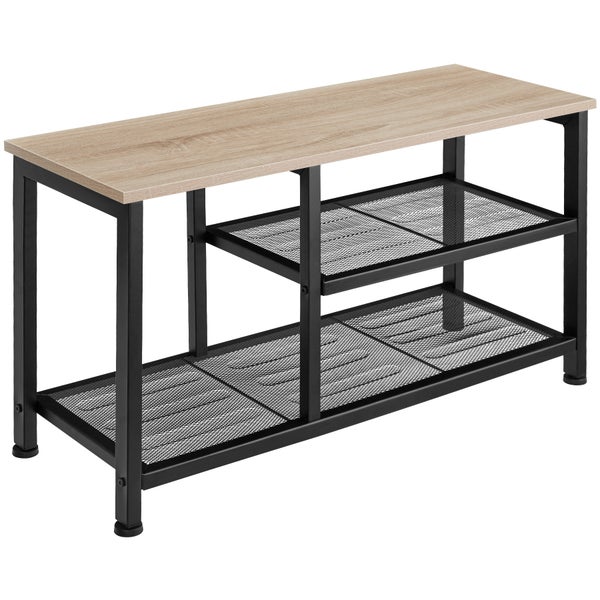 Schuhregal tectake Taunton 80 x 30 x 45,5 cm Industrial Style Industrial Holz hell, Eiche Sonoma
