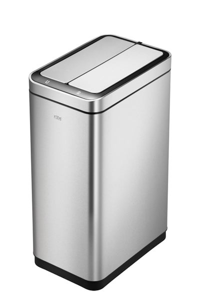 PROREGAL Stilvoller Sensor Abfalleimer Aus Gebürstetem Edelstahl 30 Liter HxBxT 62 x 25,2 x 37,7 cm Silber