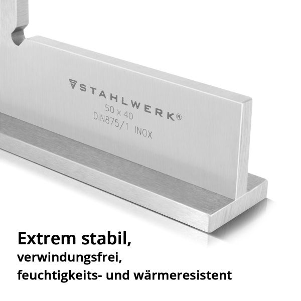 Stahlwerk Anschlagwinkel aus Edelstahl rostfrei, 50 mal 40 Millimeter, nach Norm DIN 875 1