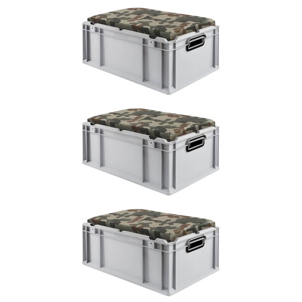 PROREGAL Eurobox NextGen Seat Box Camouflage HxBxT 26,5 x 40 x 60 cm 44 Liter Griffe Offen Eurobehälter Sitzbox Transportbox