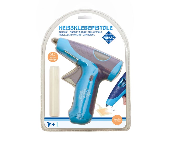 Pebaro kabellose Heissklebepistole mit Licht in Blisterverpackung inklusive Klebestift